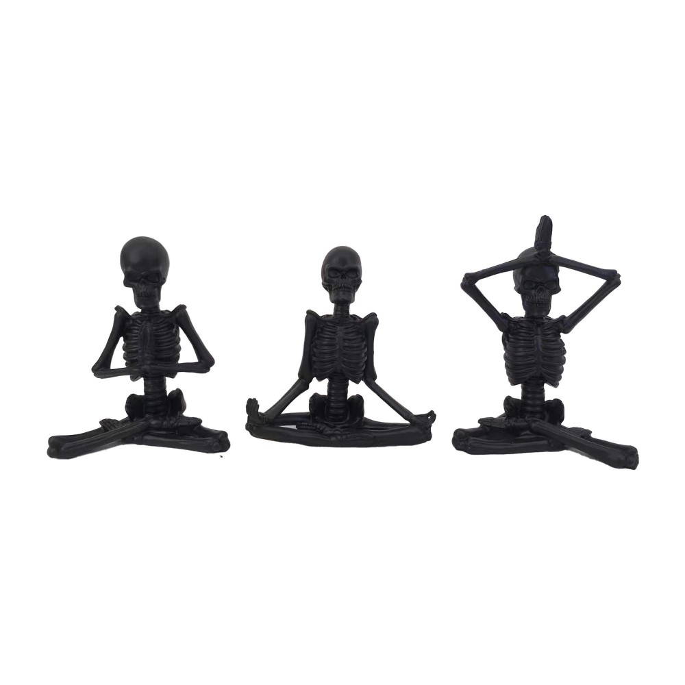 Resin, S/3 Yoga Skeletons, Black Resin, S/3 Yoga Skeletons, Black