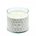 Crystal 5" Soy Candle Lotus Box, Silver 13oz