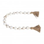 Wood, 26" Bead Garland, White Wash