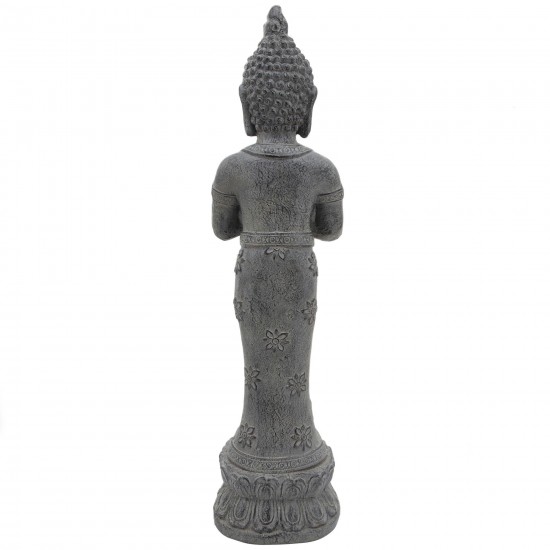 Resin, 36"h Standing Buddha, Antique Gray