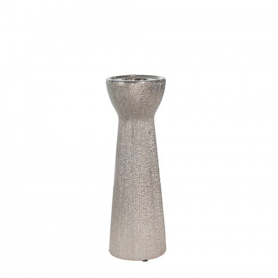 Ceramic 12" Bead Candle Holder,silver