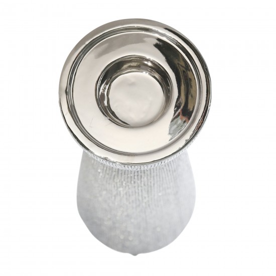 Ceramic 12" Bead Candle Holder,silver