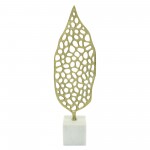 Metal, 24"h Cut-out Leaf On Stand, Gold