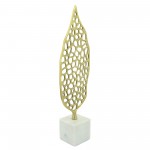 Metal, 24"h Cut-out Leaf On Stand, Gold