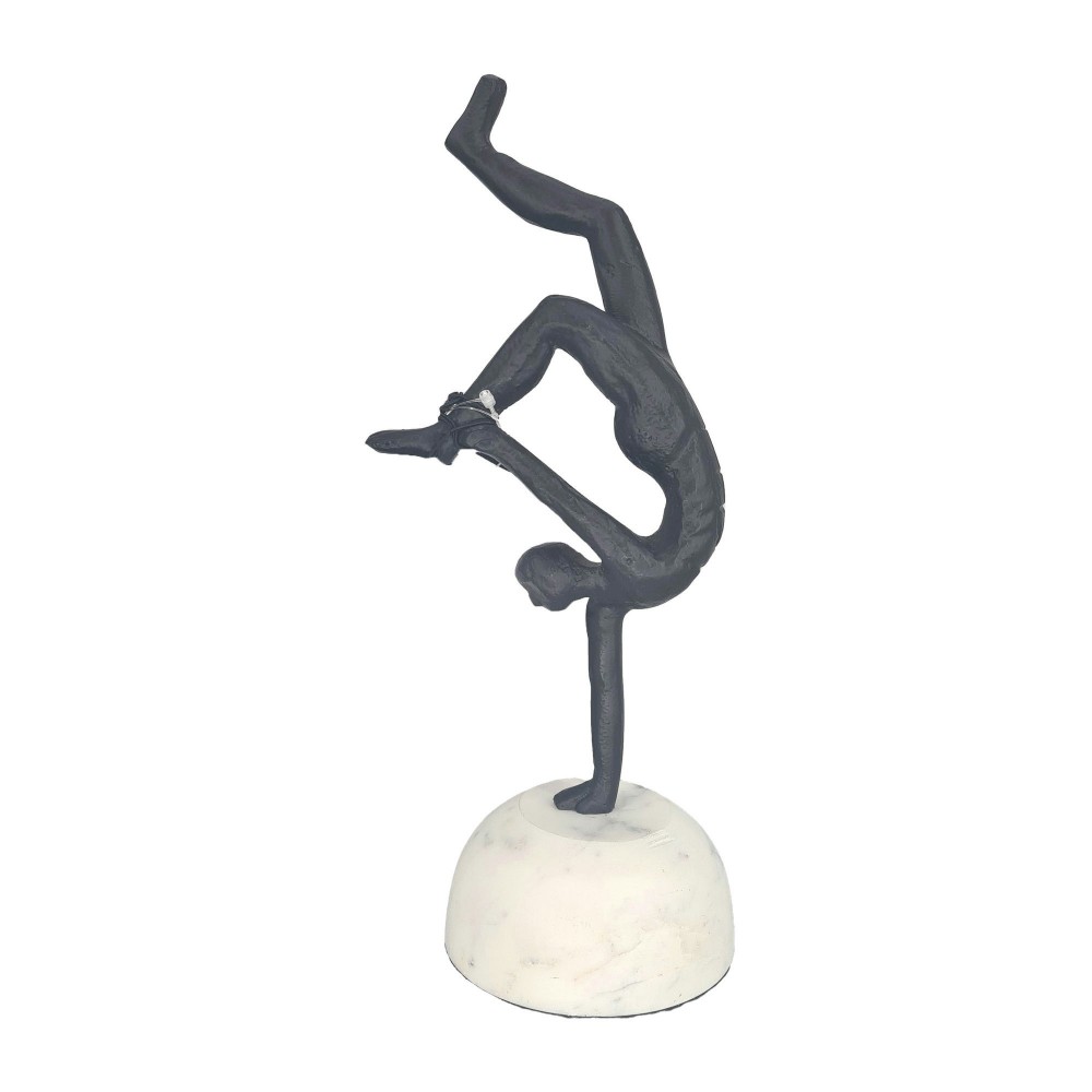 11"h, Metal, Man On Marble Ball, Black