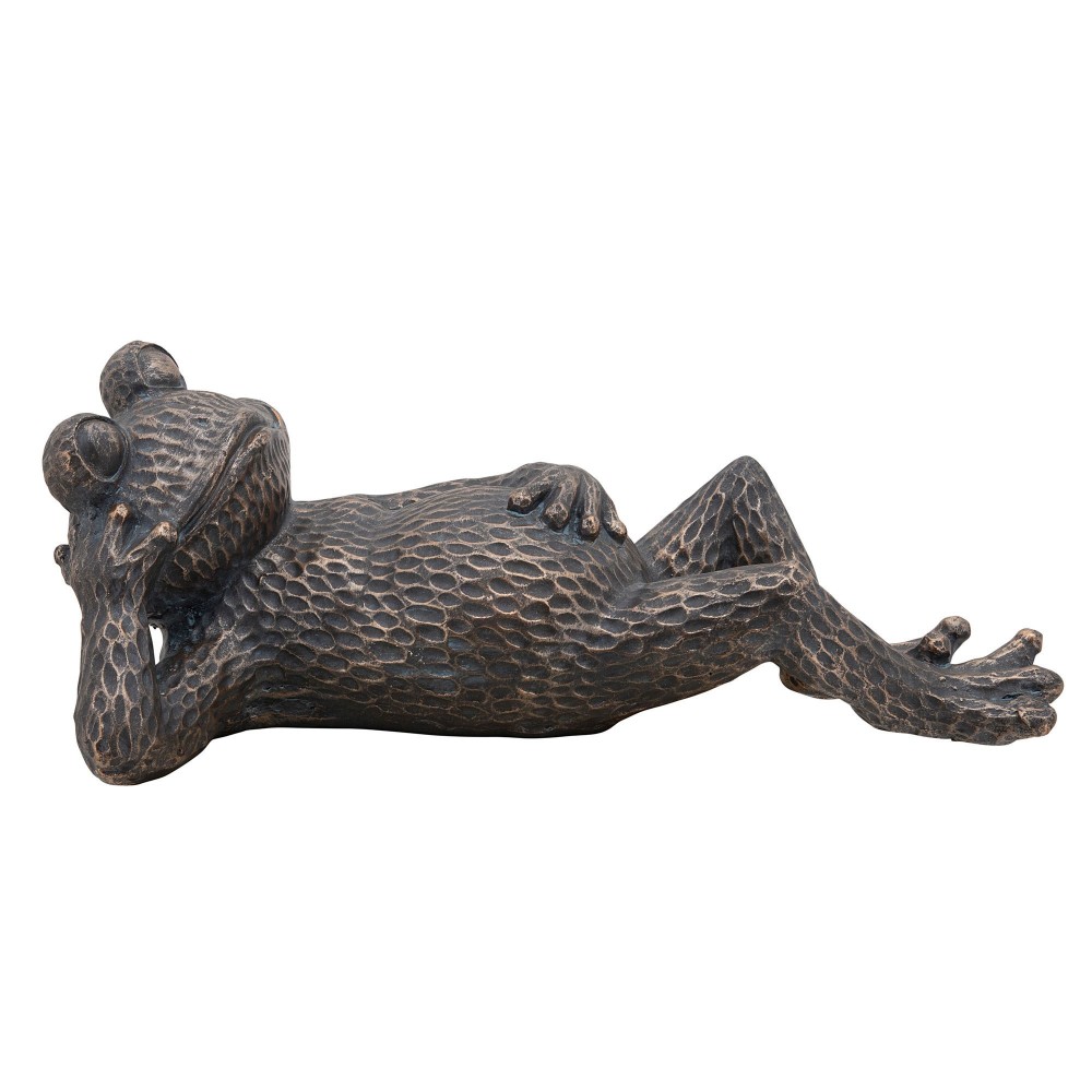 Resin, 20" Laying Frog, Metallic Blue