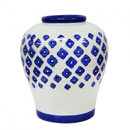 White/blue Painted Vase 15.5"