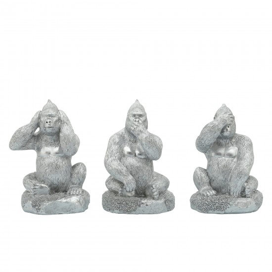 Resin, S/3 Hear, Speak, See No Evil Gorilla,silver