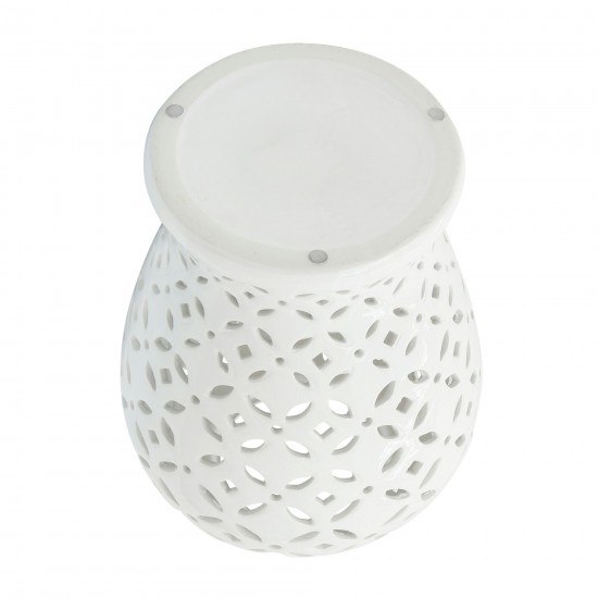 24" Cut-out Daisies Temple Jar, White