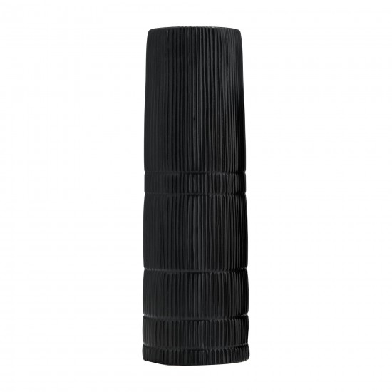 Cer, 18"h Lined Cylinder Vase, Matte Black