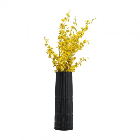 Cer, 18"h Lined Cylinder Vase, Matte Black