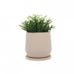 Cer, S/2 7/10"d Planters W/ Saucer, Tan