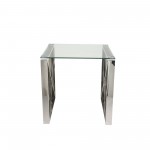 Silver Metal/glass Accent Table, Kd, X pattern