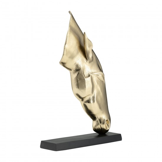 Metal,24",horse Head Sculpture,black/gold