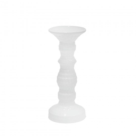 Dimpled White Candle Holder 9.75"