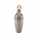 Glass,16",bottle W/sphere Lid,white/gold