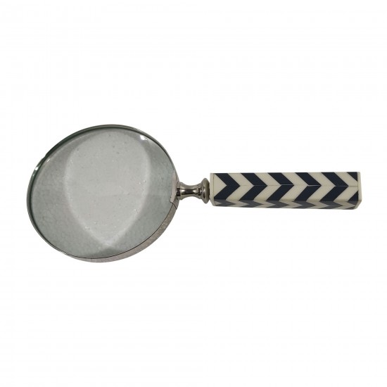 Resin, 4" Chevron Magnifying Glass, Black/white