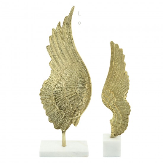 Metal, 24" Wing On Stand, Gold