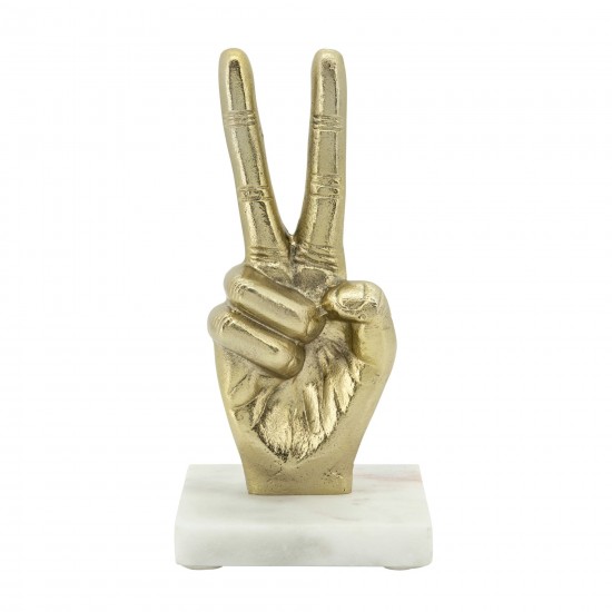 9" Metal Peace Sign, Gold