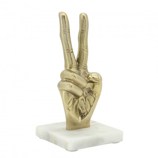 9" Metal Peace Sign, Gold