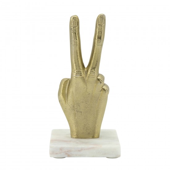 9" Metal Peace Sign, Gold