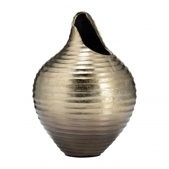 Metal,16",shell Like Vase,gold