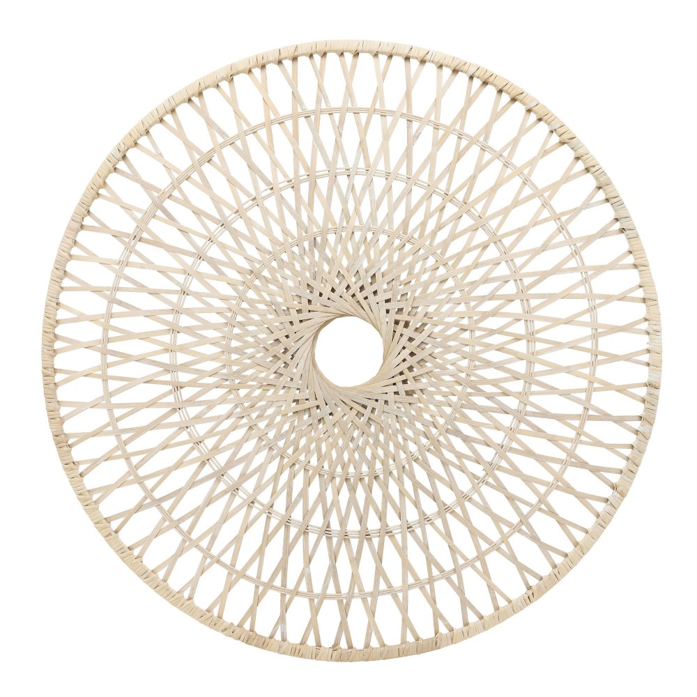 Wicker, 36", Round Wall Accent, Natural, Overlapping Strands