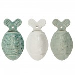 S/3 Ceramic 5" Fish Wall Decor, Teal/white