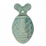 S/3 Ceramic 5" Fish Wall Decor, Teal/white