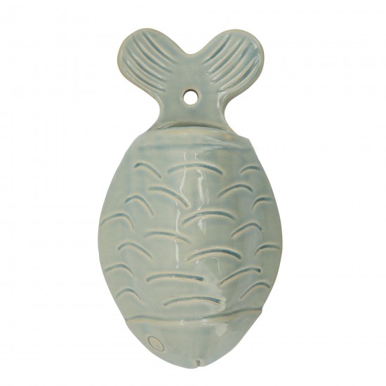 S/3 Ceramic 5" Fish Wall Decor, Teal/white