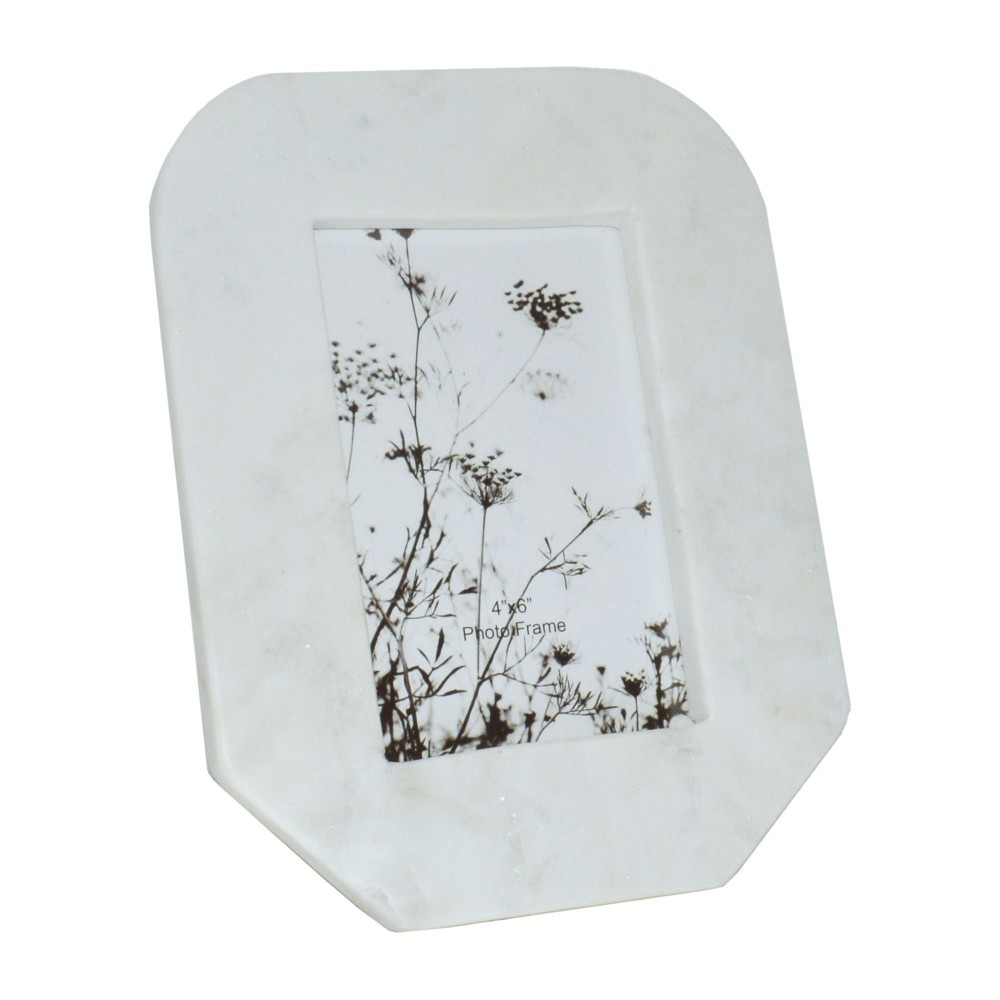 Marble, 5x7 Tapered Photo Frame, White