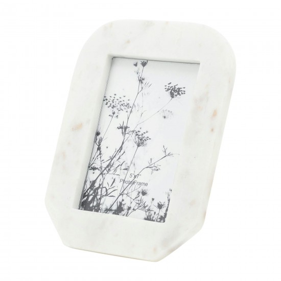 Marble, 5x7 Tapered Photo Frame, White