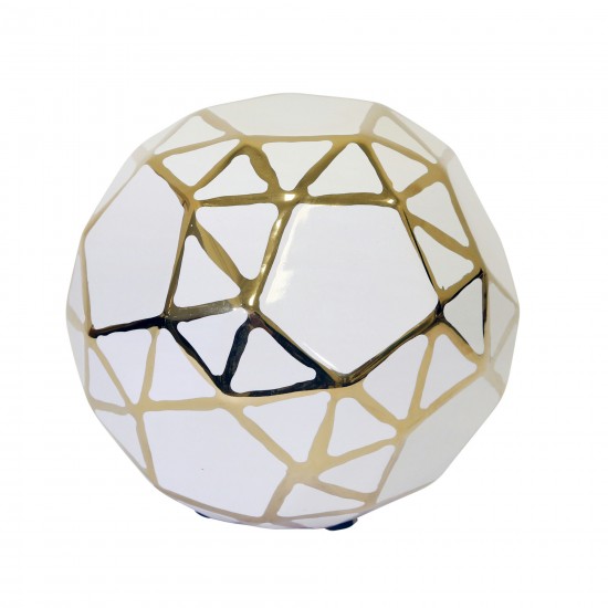 Ceramic Orb 6" White/gold