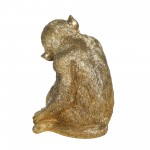 Resin 9" Monkey Mother W/ Baby,gold