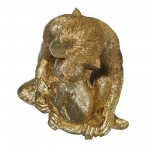 Resin 9" Monkey Mother W/ Baby,gold