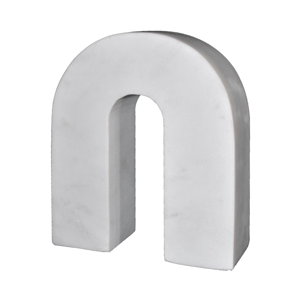 Marble, 6"h Horseshoe Tabletop Deco, White