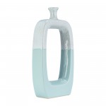 Ceramic 18" Vase W/cutout White/aqua