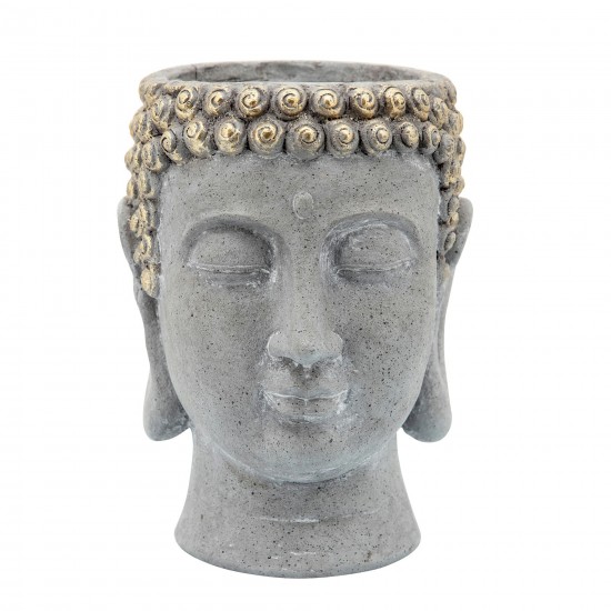 9" Buddha Head Planter, Gray