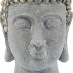 9" Buddha Head Planter, Gray