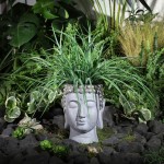 9" Buddha Head Planter, Gray