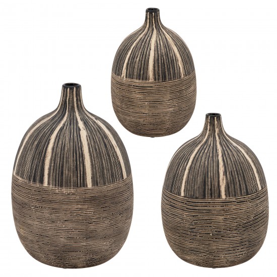 10"h Tribal Vase, Brown