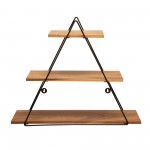 Metal/wood 20" Triangle Wall Shelf, Brown
