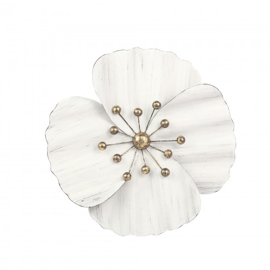 Metal 16" Wall Flower, White,wb