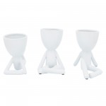 Cer, S/3 8" Sitting Humans, White