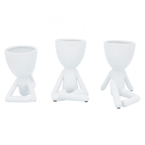 Cer, S/3 8" Sitting Humans, White