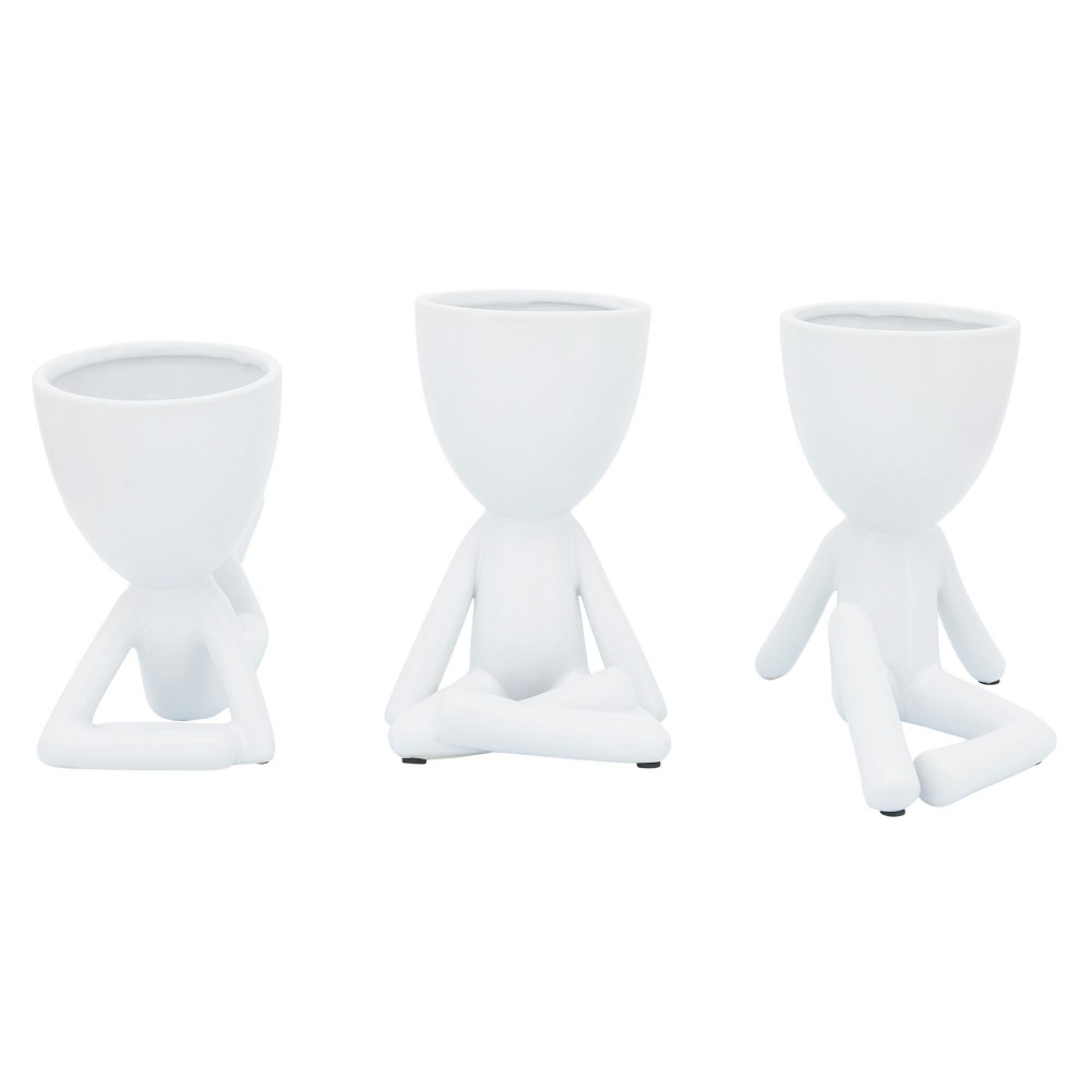 Cer, S/3 8" Sitting Humans, White