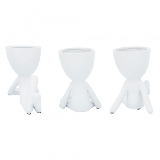 Cer, S/3 8" Sitting Humans, White