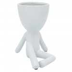 Cer, S/3 8" Sitting Humans, White