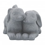 Resin, 11"l Bunnies Duo Planter, Gray