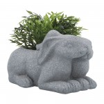 Resin, 11"l Bunnies Duo Planter, Gray